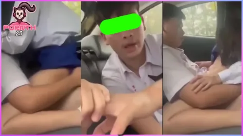 คลิปหลุดมัธยม ลูกคนรวยพาแฟน มต้นมาขย่มควยบนรถ คาชุดนักเรียนเสียงไทยชัดเจน